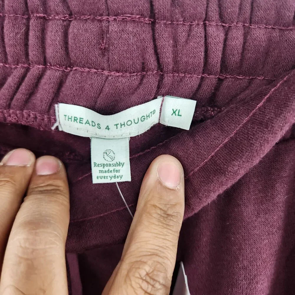Threads 4 Thought Men's Burgundy XL Kevin‎ Peached Eco Fleece Pants NWOT